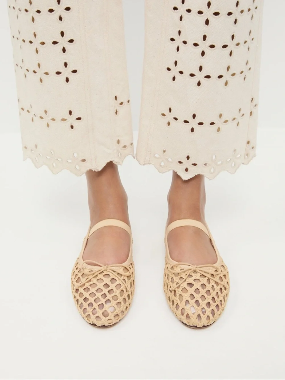 Loeffler Randall Leonie Woven Ballet Flats Natural 7.5 - Picture 2 of 5